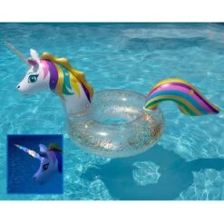 LED Unicorn Glitter Swim Ring -Essentials Pool Store unicorn4